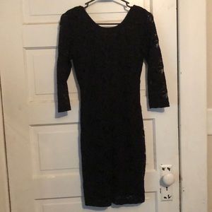 Black lace, lace sleeve dress